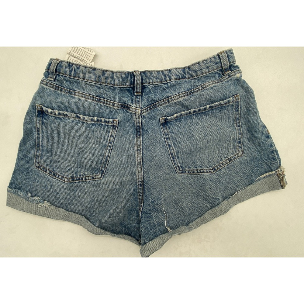 Zara‎ Womens High Rise Distressed Denim Shorts Medium Wash Button Fly Size 12 - Picture 9 of 9